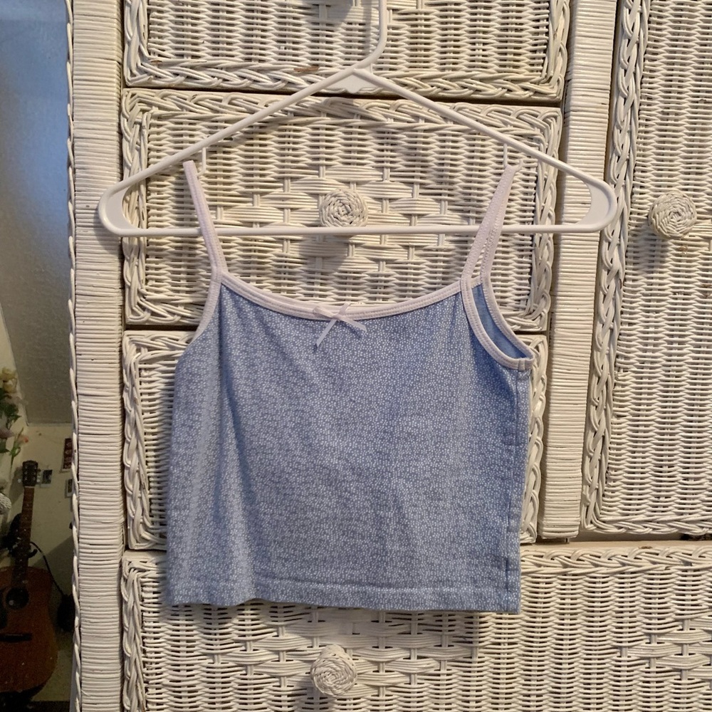 blue ditsy floral tank top